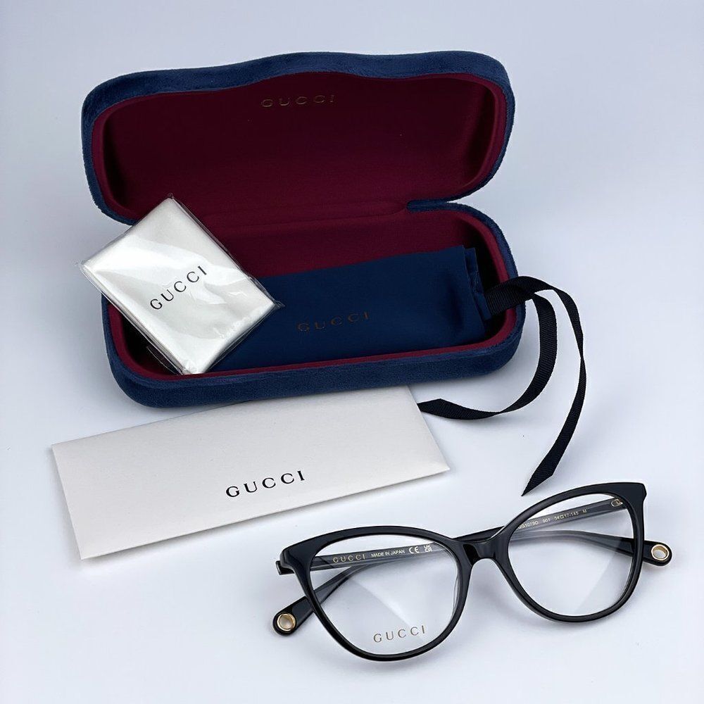 NEW Gucci GG1079O 001 Black Cat Eye Women Eyeglasses - Picture 10 of 14